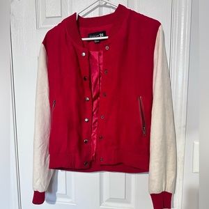 Forever 21 Varsity Jacket - Size M - Red/Cream